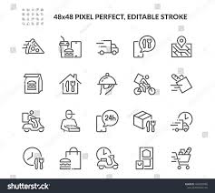 Simple Set Of Food Delivery Related Vector Line Icons Contains Such Icons As Courier On The Bike Food Box Conta Ad Sp In 2020 Vector Food Delivery Vector Images