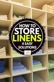 If your linen closet is also your utility closet, don't forget to take stock of your cleaning supplies. How To Store Linens 4 Easy Solutions Home Decor Bliss