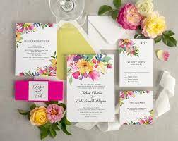 Boho Wedding Invitation Watercolor Flowers Wedding Invite Bright And Wedding Invitations Boho Flower Wedding Invitation Watercolor Flowers Wedding Invitation