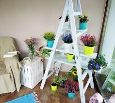 Wooden ladder shelf for plants. Diy Ladder Shelf Ladder Plant Shelf For Garden