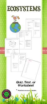 Ecosystems Quiz Test Or Ws Ecosystems Quiz Teaching
