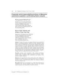 Check spelling or type a new query. Pdf Corporate Social Responsibility Practices In Malaysian Automotive Suppliers Confirmatory Factor Analysis