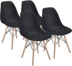 Stackable chair fay is an easy going yet sturdy chair at the dining table! Buy Yaheetech Modern Black Set Of 4 Dining Chairs Retro Chair Lounge Chair With Sturdy Wooden Legs For Home Office Bedroom Furniture Online In Turkey B08wh6318b