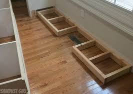 Is it better to move it back behind the frames of the new cabinets (18 above floor), or back and below the new cabinets (4 above floor)? How To Install A Cabinet Base With A Floor Vent Sawdust Girl