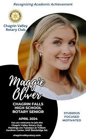 Maggie Oliver is Chagrin Valley Rotary Club's April Student of the Month