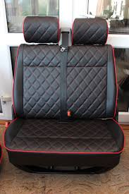 Vw T4 Diamond Patterned Front Seats In Smooth Black Vinyl With Red Detailing Here We Have A Set Of Vw T4 Volkswagen Transporter Custom Car Interior Volkswagen