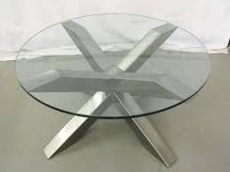 Dazzling Silver Color Cross Shape Metal Table Base And Legs Also Combine With Round Shape Glass Round Glass Table Top Round Glass Table Round Gold Coffee Table