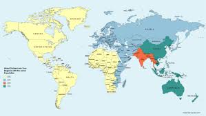 Black Bear Range Map The World Divided Into 4 Regions With Equal Populations Maps Interestingmaps Interesting Map World Map World