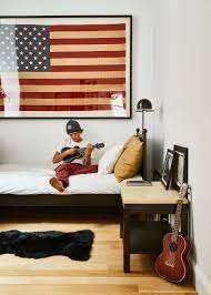 Who Wouldn T Want To Grow Up In This Eclectic New York Apartment American Flag Bedroom Boys Bedroom Decor Flag Bedroom Ideas