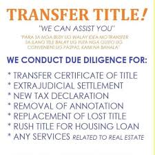 There are many who will be happy to oblige. Transfer Of Land Title Services Zamboanga Peninsula Posts Facebook