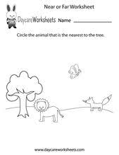 Free Preschool Near Or Far Worksheet Kindergarten Worksheets Free Kindergarten Worksheets Kids Math Worksheets