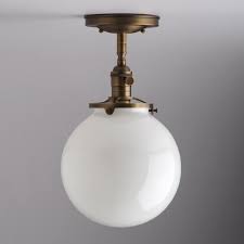 8 White Glass Globe Semi Flush Stem Mount Light Fixture Etsy 1920s Light Fixtures Light Fixtures Semi Flush Ceiling Lights