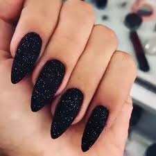 Acrylic Black Almond Shaped Nails Deborah Lipp Mann Nail Polish Video Video Sensational Nails Black Nails With Glitter Black Acrylic Nails