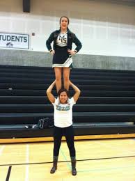 Shoulder Stands With Short Chants Shoulder Stand Cheerleading Stunt Cheer Stunts