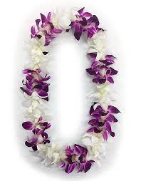 Single Strand Orchid Lei Purple And White Orchid Lei Flower Lei Orchids