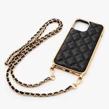 Claire's phone cases iphone 12. Black Quilted Phone Case With Gold Chain Fits Iphone 12 Pro Max Claire S