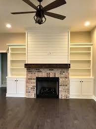 I don't have any pictures on how to paint a brick fireplace,. Shiplap Over Fireplace Symmetrical Built Ins Built In Shelves Living Room Fireplace Built Ins Home Fireplace