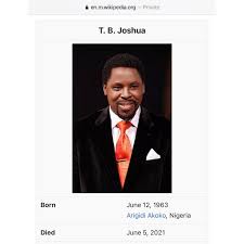Hours after the founder of the synagogue church of all nation, tb johsua died, another popular nigerian pastor has been confirmed dead. Wwxpv97yj03czm