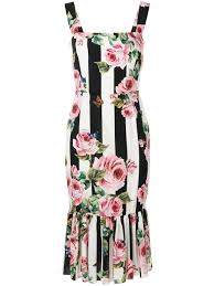 Dolce Gabbana Striped Rose Print Dress Lace White Dress Rose Print Dress Sleeveless Floral Dress