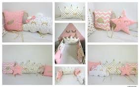 1 coussin nuage pour tête de tour de lit de bébé, blanc à étoiles beiges/grèges. Tour De Lit Bebe Nuage Princesse Couronne Etoile Blanc Rose Or Etsy