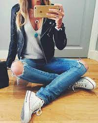 Pinterest Lollipopornstar White Converse Outfits Leather Jacket Outfits Outfits With Converse
