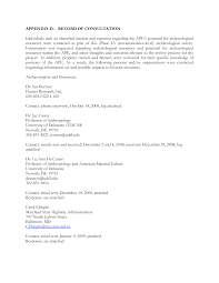 APPENDIX D: RECORD OF CONSULTATION Individuals with an identified interest  and expertise regarding the APE's potential for arc