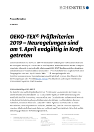 Prosperity textiles was founded in 1999 in shaoguan, china — an area famed for its forests, rivers and mountains. Https Www Hohenstein De Fileadmin User Upload Press Releases Pi Hohenstein Oeko Tex Inkrafttreten Neuregelungen 2019 De Pdf