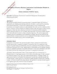 To manage uncertainty in projects and build accurate estimates for resource needs, follow these project estimation best practices: Pdf Evaluation Of Factors Affecting Construction Cost Estimation Methods In Nigeria