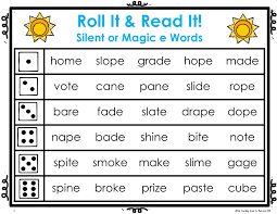 Silent Or Magic E Roll It Read It Game Cards In 2020 Magic E Words Vowel Team Words Phonics Activities