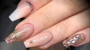 Acrylic Nails Rose Gold Design Set Youtube Rose Gold Nails Acrylic Gold Acrylic Nails Nails