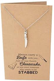 I have several, carry one everywhere, it's a tool, out working i usually have a hunting knife and pocket knife. Quan Jewelry Mini Chef Knife Necklace Chef Knife Pendant Gifts For Women Men And Bff With Funny Quotes On Greeting Card Amazon Com Au Fashion
