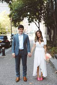 Caitlin And Barry Nyc Elopement City Hall The West Village Casual Bride Courthouse Wedding Dress Casual Wedding Dress