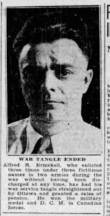 Forrester, Alfred (AKA Ermekeil, Reginald Frederick): Service no. 53648  (Military Medal)