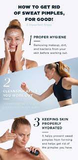 This way, when you sweat, the toxins that the body releases through sweat will find clear pores to pass through and all impurities will be excreted. How To Get Rid Of Sweat Pimples For Good Pimples Natural Oils For Skin Skin Moisturizer