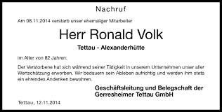 Traueranzeigen von Ronald Volk