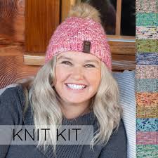 BEANIE KNIT KIT: Beginner Level Skills. Bulky Yarn Superfine Merino Wool,  Pattern and Accessories. Choose Your Color. Gift for Knitter.