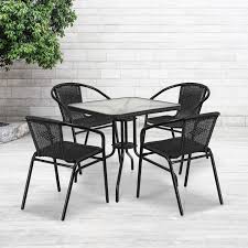 Maybe you would like to learn more about one of these? Flash Furniture 28 Square Glass Metal Table With Black Rattan Edging And 4 Black Rattan Stack Chairs Walmart Com Walmart Com