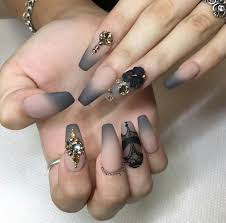 Black And Grey Ombre Coffin Nails Matte Nails Gorgeous Nails Nail Art Designs Nail Designs