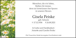 Traueranzeigen von Gisela Peiske