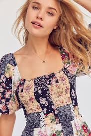 Kimchi Blue Patsy Smocked Patchwork Playsuit