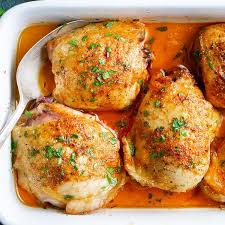 Juicy Oven Baked Chicken Thighs Recipe In 2020 Baked Chicken Thighs Oven Baked Chicken Thighs Chicken Thigh Recipes Baked