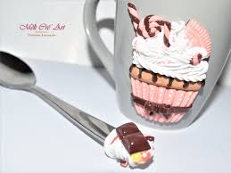 Mug Gourmand Tasse A Cafe Tasse A The Bol Cupcake Chantilly Chocolat Rose Pate Polymere Fimo Polymer Clay Cupcake Clay Mugs Diy Cupcakes