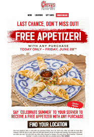 Pinned June 28th Free Appetizer Today At Chevys Fresh Mex Thecouponsapp Chevys Fresh Mex Shopping Coupons Mex