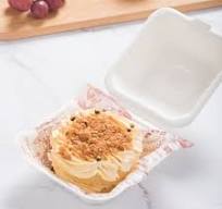 450ml 5.98"x5.98"xH2.99" (Fold) 21g Sugarcane Bagasse Compostable Take Out  Fast Food Hamburger Box Brown & White