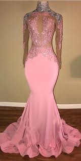 High Neck Mermaid Satin Pink Prom Dress Long Pink Prom Dresses Mermaid Black Girl Prom Dresses Prom Girl Dresses