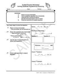 This worksheet includes 13 quadratic equations that students must solve using factoring. Fillable Online Guided Practice Worksheet Solving Quadratic Fax Email Print Pdffiller