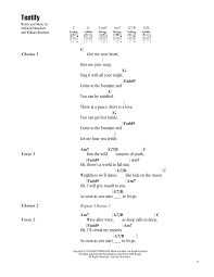 Testify Sheet Music Needtobreathe Guitar Chords Lyrics