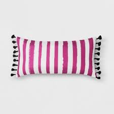 Black And White Striped Lumbar Pillow Outdoor Striped Throw Pillow With Tassels From Opalhouse Vale S Room Black And White Pillows Striped Throw Opalhouse