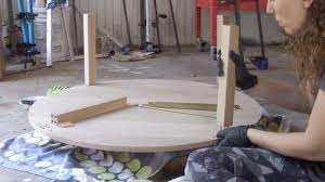 Attach feet to coffee table leg. Diy Round Coffee Table 3x3 Custom