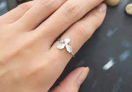 Orchid Ring Flower Ring Chain Ring Pendant Ring Simple Ring Modern Ring Silver Plated Ring Everyday Gift Orchid Ring Jewelry Wedding Rings Pendant Rings